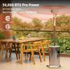 imageEAST OAK 50000 BTU Patio Heater for Outdoor Use With Round Table Design DoubleLayer Stainless Steel Burner and Wheels Outdoor Patio Heater for Home and Commercial Bronze 319quot x 319quot x 866quotStainless Steel