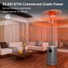 imageEAST OAK 50000 BTU Patio Heater with Sand Box Table Design DoubleLayer Stainless Steel Burner Wheels Triple Protection System Outdoor Heater for Home and Residential PineconeGrey