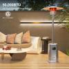 imageEAST OAK 50000 BTU Patio Heater with Sand Box Table Design DoubleLayer Stainless Steel Burner Wheels Triple Protection System Outdoor Heater for Home and Residential PineconeStainless steel