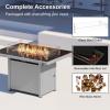 imageEAST OAK 52 Propane Fire Pit Table 60000 BTU Gas Firepit WLarge Tempered Glass Tabletop CSA Certified Outdoor Patio Fire Table with 92 lbs Glass Stone ampamp Removable Lid GreyGray