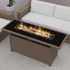 imageEAST OAK 52 Propane Fire Pit Table 60000 BTU Gas Firepit WLarge Tempered Glass Tabletop CSA Certified Outdoor Patio Fire Table with 92 lbs Glass Stone ampamp Removable Lid GreyBrown