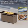 imageEAST OAK 52 Propane Fire Pit Table 60000 BTU Gas Firepit WLarge Tempered Glass Tabletop CSA Certified Outdoor Patio Fire Table with 92 lbs Glass Stone ampamp Removable Lid GreyBrown