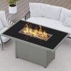 imageEAST OAK 52 Propane Fire Pit Table 60000 BTU Gas Firepit WLarge Tempered Glass Tabletop CSA Certified Outdoor Patio Fire Table with 92 lbs Glass Stone ampamp Removable Lid GreyGray