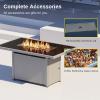 imageEAST OAK 52 Propane Fire Pit Table 60000 BTU Gas Firepit WLarge Tempered Glass Tabletop CSA Certified Outdoor Patio Fire Table with 92 lbs Glass Stone ampamp Removable Lid GreyGray