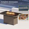 imageEAST OAK 52 Propane Fire Pit Table 60000 BTU Gas Firepit WLarge Tempered Glass Tabletop CSA Certified Outdoor Patio Fire Table with 92 lbs Glass Stone ampamp Removable Lid GreyBrown