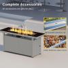 imageEAST OAK 52 Propane Fire Pit Table 60000 BTU Gas Firepit WLarge Tempered Glass Tabletop CSA Certified Outdoor Patio Fire Table with 92 lbs Glass Stone ampamp Removable Lid GreyGray