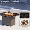 imageEAST OAK 52 Propane Fire Pit Table 60000 BTU Gas Firepit WLarge Tempered Glass Tabletop CSA Certified Outdoor Patio Fire Table with 92 lbs Glass Stone ampamp Removable Lid GreyBrown