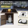 imageEAST OAK 52 Propane Fire Pit Table 60000 BTU Gas Firepit WLarge Tempered Glass Tabletop CSA Certified Outdoor Patio Fire Table with 92 lbs Glass Stone ampamp Removable Lid GreyBrown