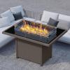 imageEAST OAK 52 Propane Fire Pit Table 60000 BTU Gas Firepit WLarge Tempered Glass Tabletop CSA Certified Outdoor Patio Fire Table with 92 lbs Glass Stone ampamp Removable Lid GreyBrown