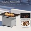 imageEAST OAK 52 Propane Fire Pit Table 60000 BTU Gas Firepit WLarge Tempered Glass Tabletop CSA Certified Outdoor Patio Fire Table with 92 lbs Glass Stone ampamp Removable Lid GreyGray