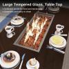 imageEAST OAK 52 Propane Fire Pit Table 60000 BTU Gas Firepit WLarge Tempered Glass Tabletop CSA Certified Outdoor Patio Fire Table with 92 lbs Glass Stone ampamp Removable Lid GreyBrown