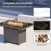 imageEAST OAK 52 Propane Fire Pit Table 60000 BTU Gas Firepit WLarge Tempered Glass Tabletop CSA Certified Outdoor Patio Fire Table with 92 lbs Glass Stone ampamp Removable Lid GreyBrown