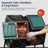 imageEAST OAK Dual Chamber Outdoor Compost Tumbler 2  185 Gallon Compost Bin Rotating Composter with Aeration and Locking System for Garden Kitchen Yard37 Gallon