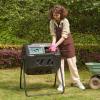 imageEAST OAK Dual Chamber Outdoor Compost Tumbler 2  185 Gallon Compost Bin Rotating Composter with Aeration and Locking System for Garden Kitchen Yard43 Gallon