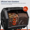 imageEAST OAK Dual Chamber Outdoor Compost Tumbler 2  185 Gallon Compost Bin Rotating Composter with Aeration and Locking System for Garden Kitchen Yard43 Gallon