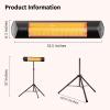 imageEAST OAK Electric Outdoor Indoor Heater 1500W Patio Infrared Heater with Adjustable Standing IP55 Waterproof Wall Mounted with 3 Heat Levels and Tipover ampamp Overheating Protection 2024 UpgradeBlack2023
