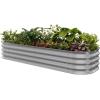 imageEAST OAK Galvanized Raised Garden Bed Kit 4 x 2 x 1ft Oval Metal Planter Boxes Outdoor with AntiRust Coating Sturdy Raised Garden Bed for Water Trough Vegetables Gardening Whisper WhiteMisty Grey
