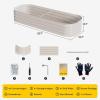 imageEAST OAK Galvanized Raised Garden Bed Kit 4 x 2 x 1ft Oval Metal Planter Boxes Outdoor with AntiRust Coating Sturdy Raised Garden Bed for Water Trough Vegetables Gardening Whisper WhiteWhisper White