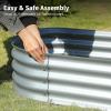 imageEAST OAK Galvanized Raised Garden Bed Kit 4 x 2 x 1ft Oval Metal Planter Boxes Outdoor with AntiRust Coating Sturdy Raised Garden Bed for Water Trough Vegetables Gardening Whisper WhiteEmerald Green