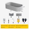 imageEAST OAK Galvanized Raised Garden Bed Kit 4 x 2 x 1ft Oval Metal Planter Boxes Outdoor with AntiRust Coating Sturdy Raised Garden Bed for Water Trough Vegetables Gardening Whisper WhiteModern Grey