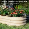 imageEAST OAK Galvanized Raised Garden Bed Kit 4 x 2 x 1ft Oval Metal Planter Boxes Outdoor with AntiRust Coating Sturdy Raised Garden Bed for Water Trough Vegetables Gardening Whisper WhiteWhisper White