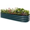 imageEAST OAK Galvanized Raised Garden Bed Kit 4 x 2 x 1ft Oval Metal Planter Boxes Outdoor with AntiRust Coating Sturdy Raised Garden Bed for Water Trough Vegetables Gardening Whisper WhiteEmerald Green
