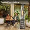 imageEAST OAK Pyramid Patio Heater 48000 BTU Outdoor Patio Heater All Stainless Steel Quartz Glass Tube Propane Heater for Commercial ampamp Residential Triple Protection System With Wheels 2024 UpgradePyramid Stainless steel