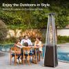 imageEAST OAK Pyramid Patio Heater 48000 BTU Outdoor Patio Heater All Stainless Steel Quartz Glass Tube Propane Heater for Commercial ampamp Residential Triple Protection System With Wheels 2024 UpgradeBronze