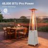 imageEAST OAK Pyramid Patio Heater 48000 BTU Outdoor Patio Heater All Stainless Steel Quartz Glass Tube Propane Heater for Commercial ampamp Residential Triple Protection System With Wheels 2024 UpgradeChampagne White