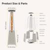 imageEAST OAK Pyramid Patio Heater 48000 BTU Outdoor Patio Heater All Stainless Steel Quartz Glass Tube Propane Heater for Commercial ampamp Residential Triple Protection System With Wheels 2024 UpgradeChampagne White