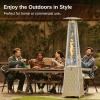 imageEAST OAK Pyramid Patio Heater 48000 BTU Outdoor Patio Heater All Stainless Steel Quartz Glass Tube Propane Heater for Commercial ampamp Residential Triple Protection System With Wheels 2024 UpgradeChampagne White