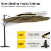 imageEAST OAK and FlameampampShade Patio Umbrella 10ft Square Outdoor Umbrella Large Offset Cantilever Umbrella with 360 Rotation Heavy Duty Windproof and UV Resistant Double Top Umbrella for Pool and Deck Night BlueTan