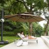 imageEAST OAK and FlameampampShade Patio Umbrella 10ft Square Outdoor Umbrella Large Offset Cantilever Umbrella with 360 Rotation Heavy Duty Windproof and UV Resistant Double Top Umbrella for Pool and Deck Night BlueTan