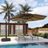 imageEAST OAK and FlameampampShade Patio Umbrella 10ft Square Outdoor Umbrella Large Offset Cantilever Umbrella with 360 Rotation Heavy Duty Windproof and UV Resistant Double Top Umbrella for Pool and Deck Night BlueTan
