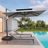 imageEAST OAK and FlameampampShade Patio Umbrella 10ft Square Outdoor Umbrella Large Offset Cantilever Umbrella with 360 Rotation Heavy Duty Windproof and UV Resistant Double Top Umbrella for Pool and Deck Night BlueMountain Grey