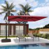 imageEAST OAK and FlameampampShade Patio Umbrella 10ft Square Outdoor Umbrella Large Offset Cantilever Umbrella with 360 Rotation Heavy Duty Windproof and UV Resistant Double Top Umbrella for Pool and Deck Night BlueWine Red