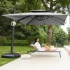 imageEAST OAK and FlameampampShade Patio Umbrella 10ft Square Outdoor Umbrella Large Offset Cantilever Umbrella with 360 Rotation Heavy Duty Windproof and UV Resistant Double Top Umbrella for Pool and Deck Night BlueMountain Grey