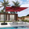 imageEAST OAK and FlameampampShade Patio Umbrella 10ft Square Outdoor Umbrella Large Offset Cantilever Umbrella with 360 Rotation Heavy Duty Windproof and UV Resistant Double Top Umbrella for Pool and Deck Night BlueWine Red