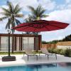 imageEAST OAK and FlameampampShade Patio Umbrella 10ft Square Outdoor Umbrella Large Offset Cantilever Umbrella with 360 Rotation Heavy Duty Windproof and UV Resistant Double Top Umbrella for Pool and Deck Night BlueWine Red