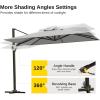 imageEAST OAK and FlameampampShade Patio Umbrella 10ft Square Outdoor Umbrella Large Offset Cantilever Umbrella with 360 Rotation Heavy Duty Windproof and UV Resistant Double Top Umbrella for Pool and Deck Night BlueMountain Grey