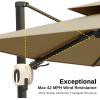 imageEAST OAK and FlameampampShade Patio Umbrella 10ft Square Outdoor Umbrella Large Offset Cantilever Umbrella with 360 Rotation Heavy Duty Windproof and UV Resistant Double Top Umbrella for Pool and Deck Night BlueTan
