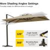 imageEAST OAK and FlameampampShade Patio Umbrella 10ft Square Outdoor Umbrella Large Offset Cantilever Umbrella with 360 Rotation Heavy Duty Windproof and UV Resistant Double Top Umbrella for Pool and Deck Night BlueTan