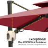 imageEAST OAK and FlameampampShade Patio Umbrella 10ft Square Outdoor Umbrella Large Offset Cantilever Umbrella with 360 Rotation Heavy Duty Windproof and UV Resistant Double Top Umbrella for Pool and Deck Night BlueWine Red