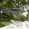 imageEAST OAK and FlameampampShade Patio Umbrella 10ft Square Outdoor Umbrella Large Offset Cantilever Umbrella with 360 Rotation Heavy Duty Windproof and UV Resistant Double Top Umbrella for Pool and Deck Night BlueMountain Grey
