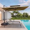 imageEAST OAK and FlameampampShade Patio Umbrella 10ft Square Outdoor Umbrella Large Offset Cantilever Umbrella with 360 Rotation Heavy Duty Windproof and UV Resistant Double Top Umbrella for Pool and Deck Night BlueTan