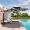 imageEAST OAK and FlameampampShade Patio Umbrella 10ft Square Outdoor Umbrella Large Offset Cantilever Umbrella with 360 Rotation Heavy Duty Windproof and UV Resistant Double Top Umbrella for Pool and Deck Night BlueMountain Grey