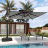 imageEAST OAK and FlameampampShade Patio Umbrella 10ft Square Outdoor Umbrella Large Offset Cantilever Umbrella with 360 Rotation Heavy Duty Windproof and UV Resistant Double Top Umbrella for Pool and Deck Night BlueMountain Grey