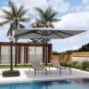 imageEAST OAK and FlameampampShade Patio Umbrella 10ft Square Outdoor Umbrella Large Offset Cantilever Umbrella with 360 Rotation Heavy Duty Windproof and UV Resistant Double Top Umbrella for Pool and Deck Night BlueMountain Grey