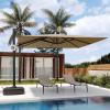 imageEAST OAK and FlameampampShade Patio Umbrella 10ft Square Outdoor Umbrella Large Offset Cantilever Umbrella with 360 Rotation Heavy Duty Windproof and UV Resistant Double Top Umbrella for Pool and Deck Night BlueTan