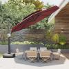 imageEAST OAK and FlameampampShade Patio Umbrella 10ft Square Outdoor Umbrella Large Offset Cantilever Umbrella with 360 Rotation Heavy Duty Windproof and UV Resistant Double Top Umbrella for Pool and Deck Night BlueWine Red